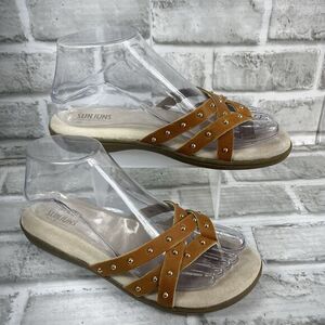 G.H. Bass & Co. Sunjuns Sharon Women 6.5 Brown Leather Studded Sandals-RARE (1)